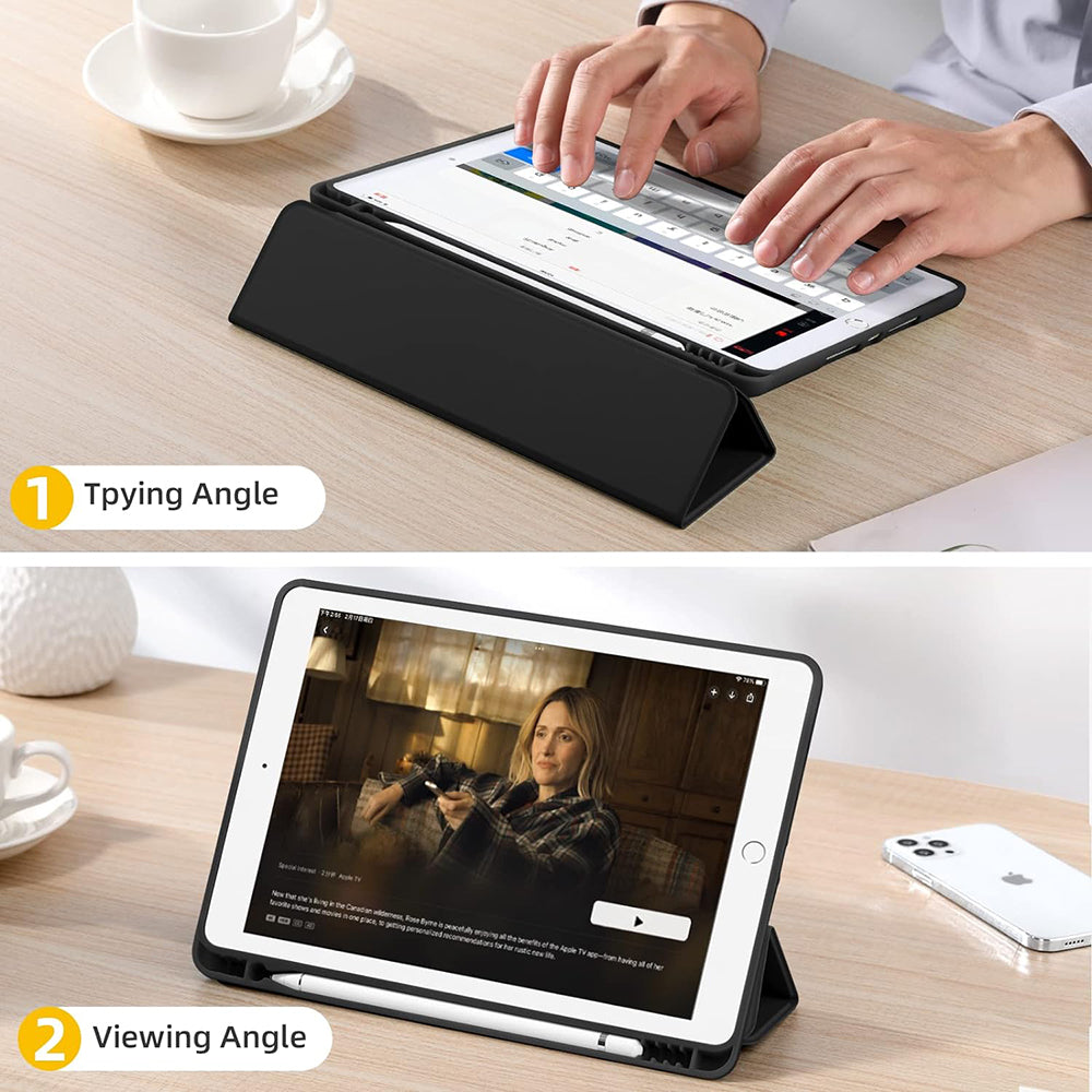 Custodia per Apple iPad 10.2 (2021) / 10.2 (2020) / 10.2 (2019), Techsuit, Flex Trifold, Nera