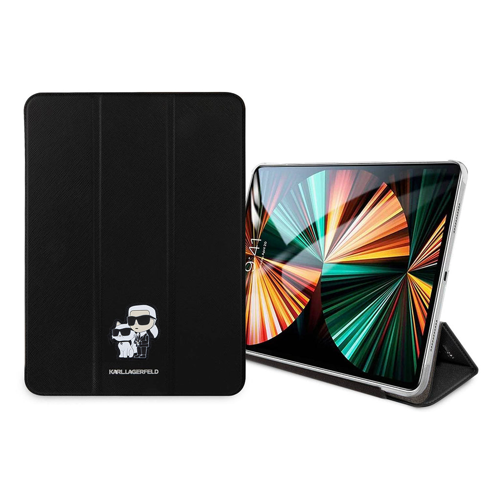 Custodia per Apple iPad Pro 13 (2024), Karl Lagerfeld, Saffiano Karl & Choupette, Nera.