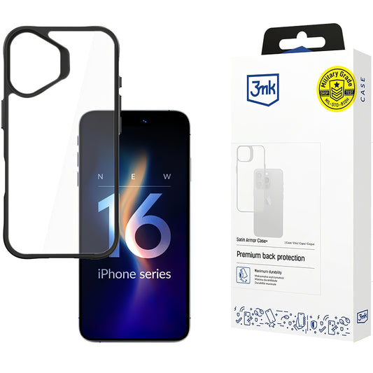 Custodia per Apple iPhone 16, 3MK, Satin Armor Case+, trasparente