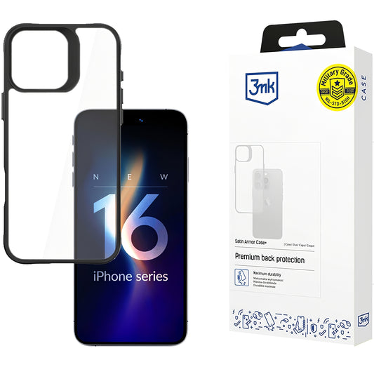 Custodia per Apple iPhone 16 Pro, 3MK, Satin Armour Case+, trasparente