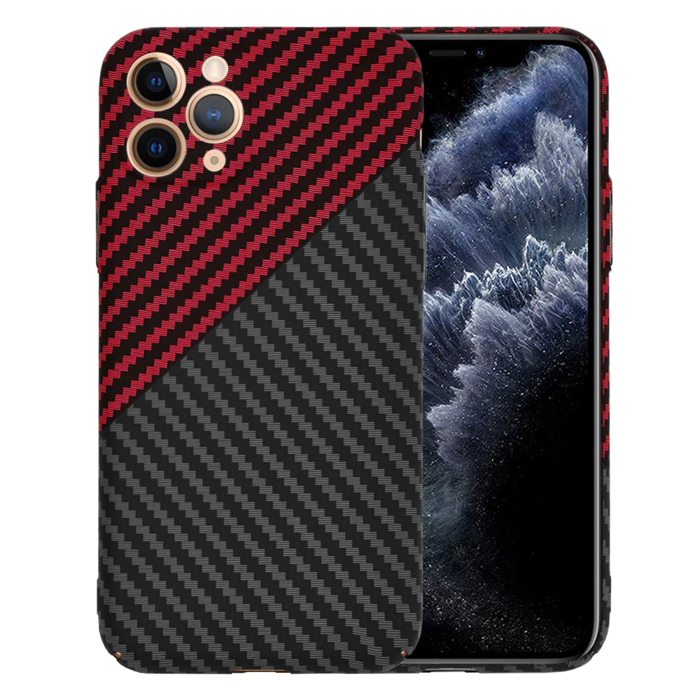 Custodia per Apple iPhone 11 Pro, Techsuit, Carbonite FiberShell, Nero Rosso