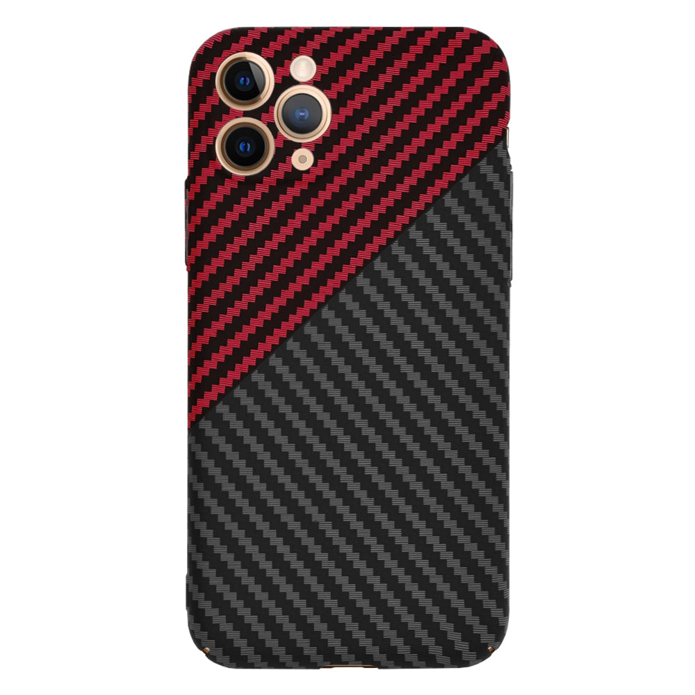 Custodia per Apple iPhone 11 Pro, Techsuit, Carbonite FiberShell, Nero Rosso
