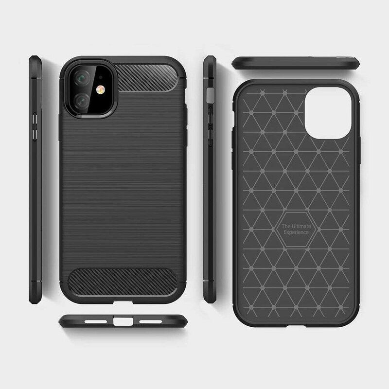 Custodia per Apple iPhone 12 / 12 Pro, Techsuit, Carbonio, Nera