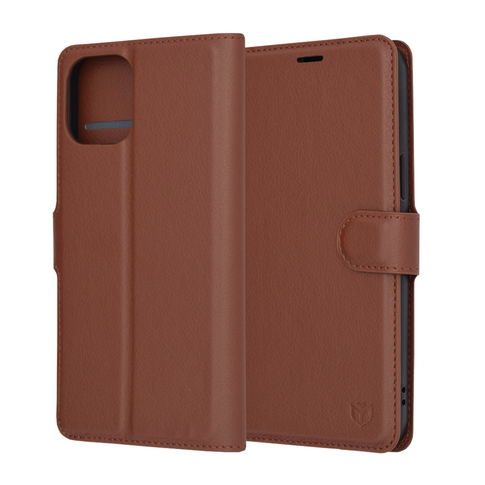 Custodia per Apple iPhone 12 Pro Max, Techsuit, Leather Folio, Marrone