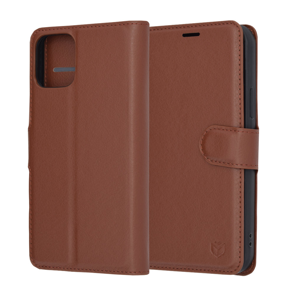 Custodia per Apple iPhone 12 Pro, Techsuit, Leather Folio, Marrone
