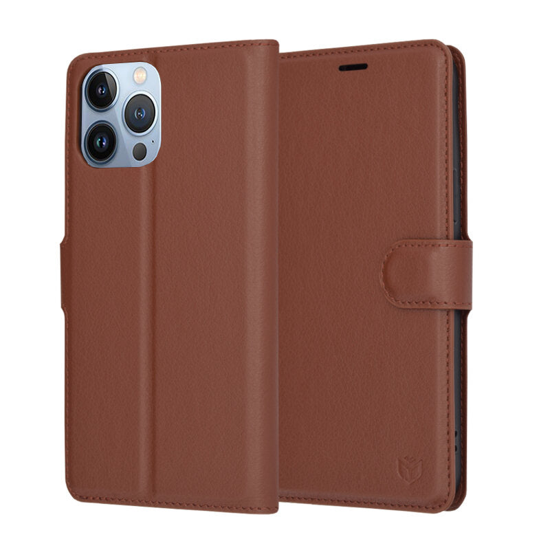 Custodia per Apple iPhone 13 Pro Max, Techsuit, Leather Folio, Marrone