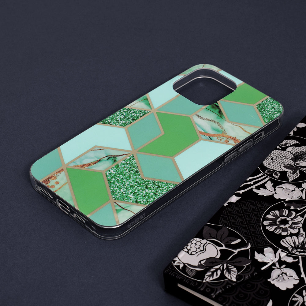 Custodia per Apple iPhone 13 Pro Max, Techsuit, Marble, Verde