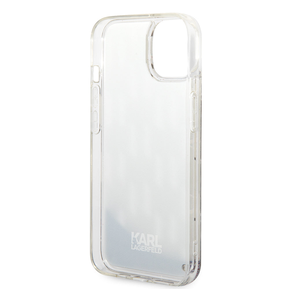 Custodia per Apple iPhone 14, Karl Lagerfeld, Liquid Glitter Monogram, Argento