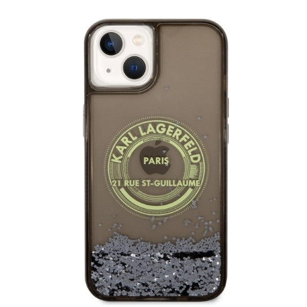 Custodia per Apple iPhone 14, Karl Lagerfeld, Liquid Glitter RSG, Nera