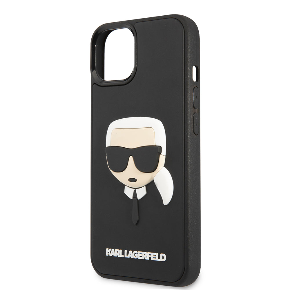 Custodia per Apple iPhone 14 Plus, Karl Lagerfeld, 3D Rubber Karl's Head, Nera