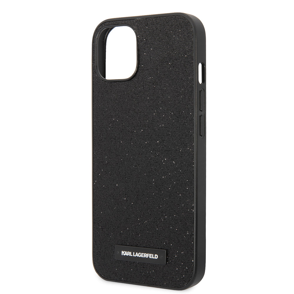 Custodia per Apple iPhone 14 Plus, Karl Lagerfeld, Glitter Plaque Logo, Nera