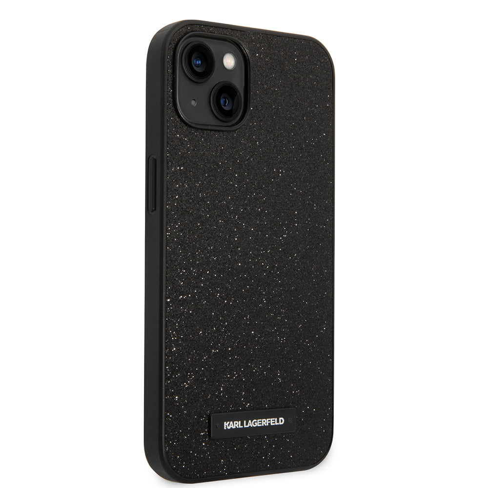Custodia per Apple iPhone 14 Plus, Karl Lagerfeld, Glitter Plaque Logo, Nera
