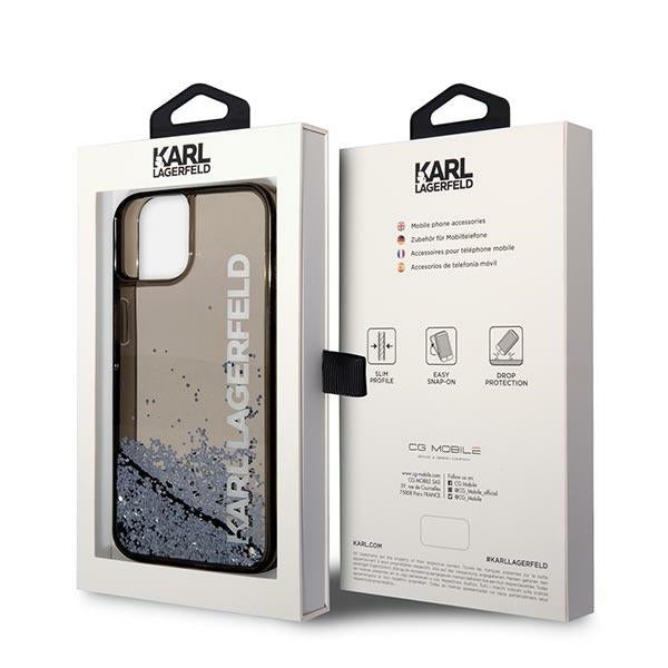 Custodia per Apple iPhone 14 Plus, Karl Lagerfeld, Liquid Glitter KL Logo, Nera