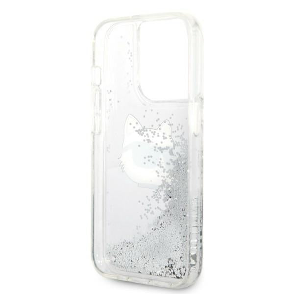 Custodia per Apple iPhone 14 Pro, Karl Lagerfeld, Glitter Choupette's Head, Argento