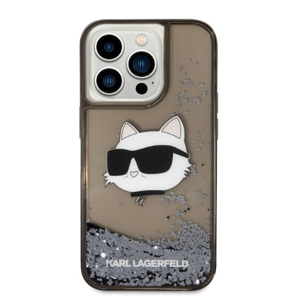 Custodia per Apple iPhone 14 Pro, Karl Lagerfeld, Glitter Choupette's Head, Nera