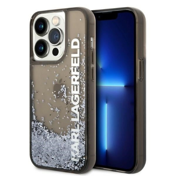 Custodia per Apple iPhone 14 Pro, Karl Lagerfeld, Liquid Glitter KL Logo, Nera