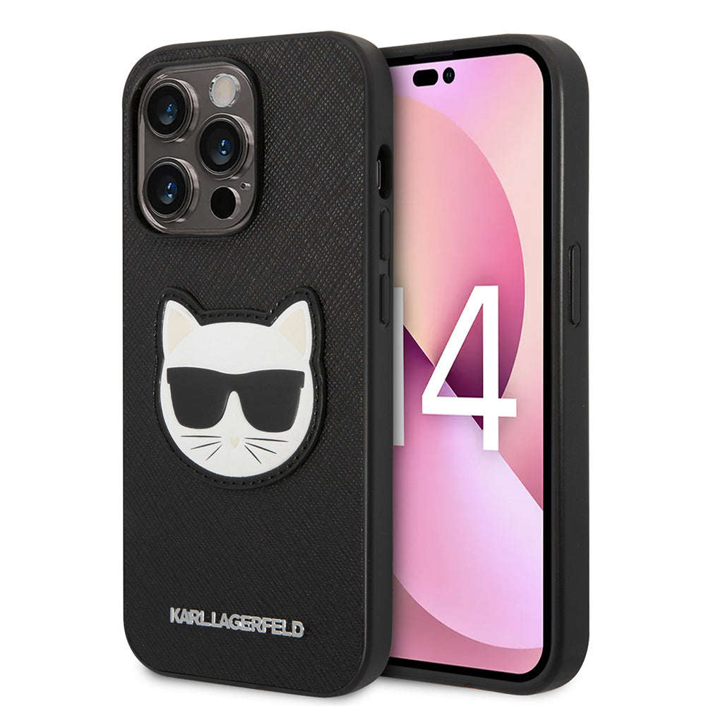 Custodia per Apple iPhone 14 Pro, Karl Lagerfeld, Saffiano Choupette's Head, Nera