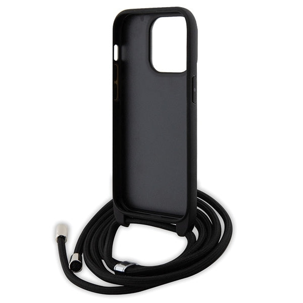 Custodia per Apple iPhone 14 Pro, Karl Lagerfeld, Saffiano Crossbody Metal Pin Karl & Choupette, Nera