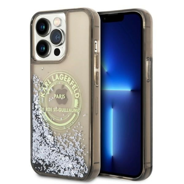 Custodia per Apple iPhone 14 Pro Max, Karl Lagerfeld, Liquid Glitter RSG, Nera