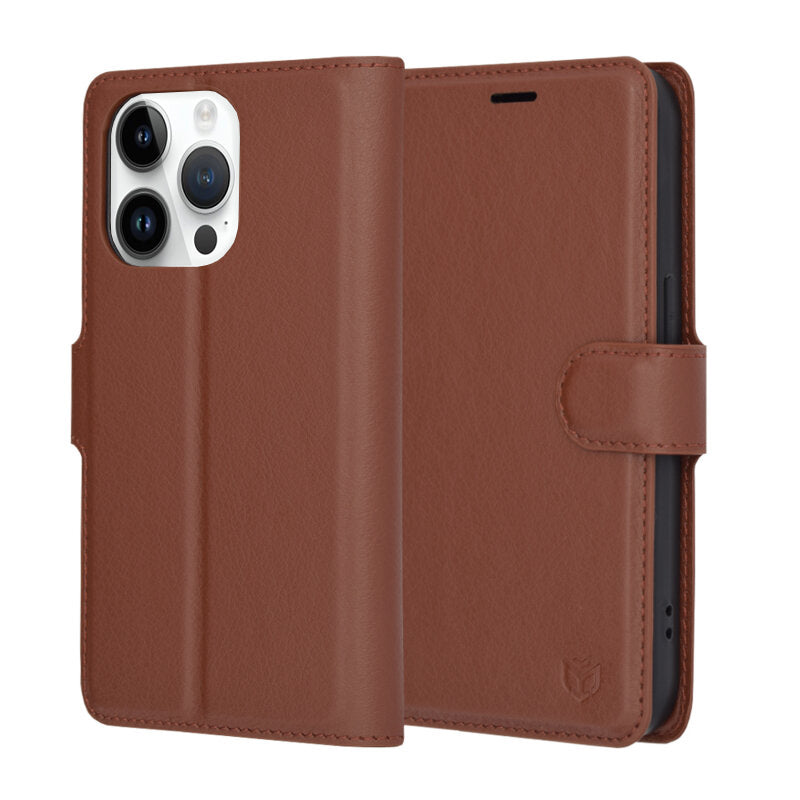 Custodia per Apple iPhone 14 Pro, Techsuit, Leather Folio, Marrone