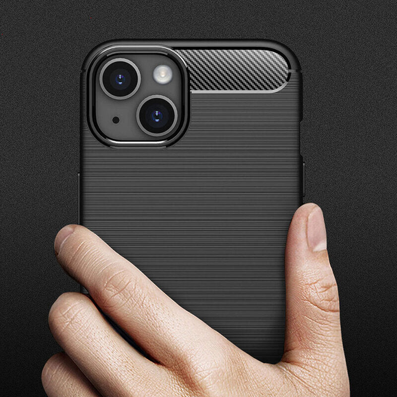 Custodia per Apple iPhone 14, Techsuit, Carbonio, Nera