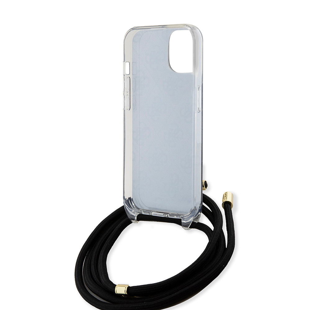 Custodia per Apple iPhone 15, Guess, 4G IML Printed Crossbody, Nera