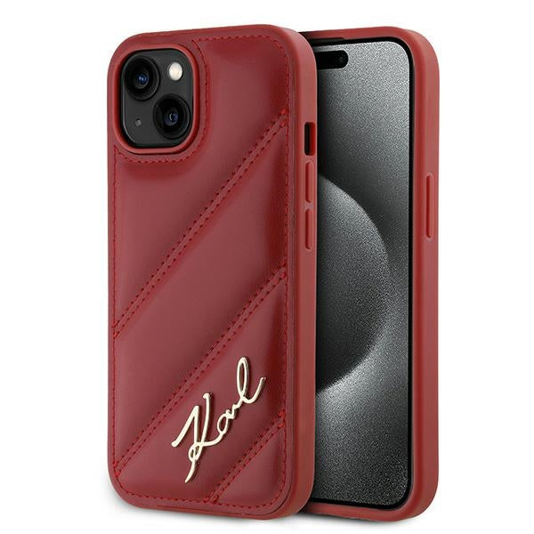 Custodia per Apple iPhone 15, Karl Lagerfeld, Diagonal Quilted Script, Rosie