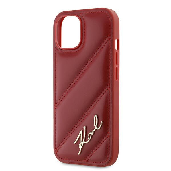 Custodia per Apple iPhone 15, Karl Lagerfeld, Diagonal Quilted Script, Rosie