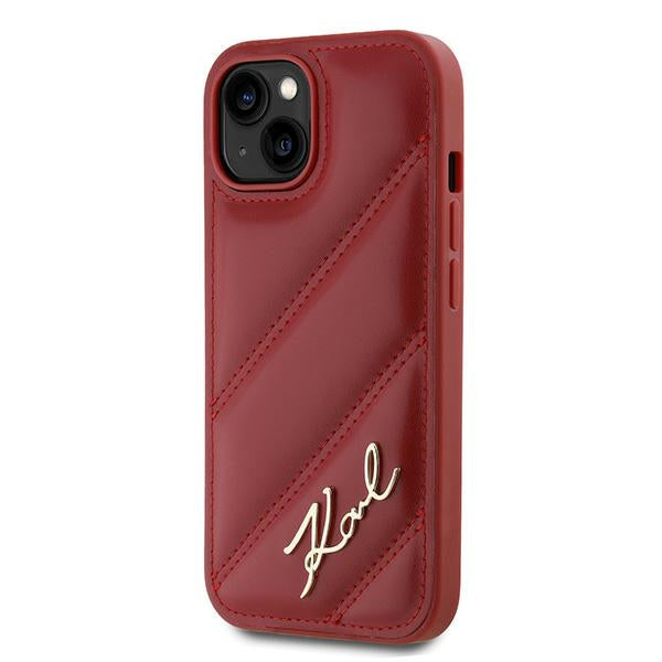Custodia per Apple iPhone 15, Karl Lagerfeld, Diagonal Quilted Script, Rosie