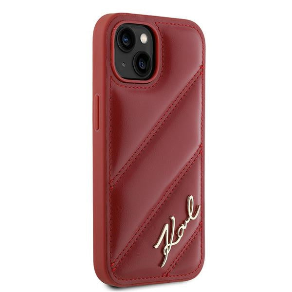 Custodia per Apple iPhone 15, Karl Lagerfeld, Diagonal Quilted Script, Rosie