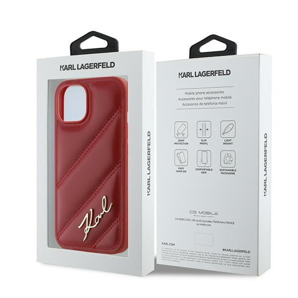 Custodia per Apple iPhone 15, Karl Lagerfeld, Diagonal Quilted Script, Rosie