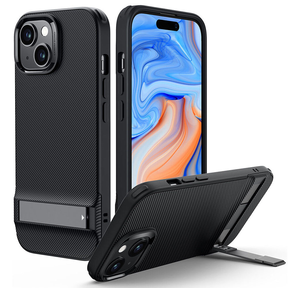 Custodia per Apple iPhone 15 Plus, ESR, Air Shield Boost Kickstand, Nera