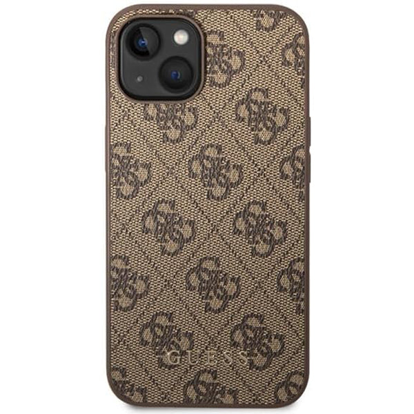 Custodia per Apple iPhone 15 Plus, Guess, 4G Metal Gold Logo, Marrone