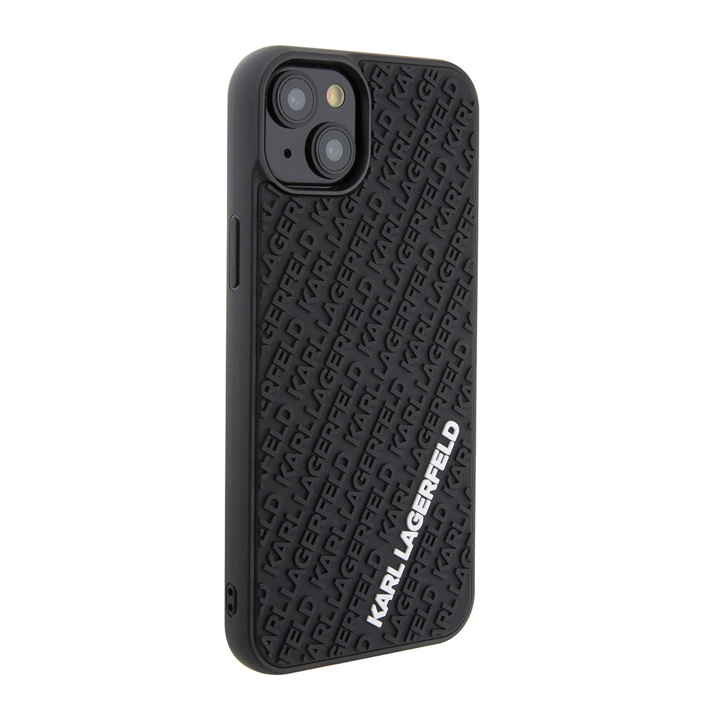 Custodia per Apple iPhone 15 Plus, Karl Lagerfeld, 3D Rubber Multi Logo, Nera