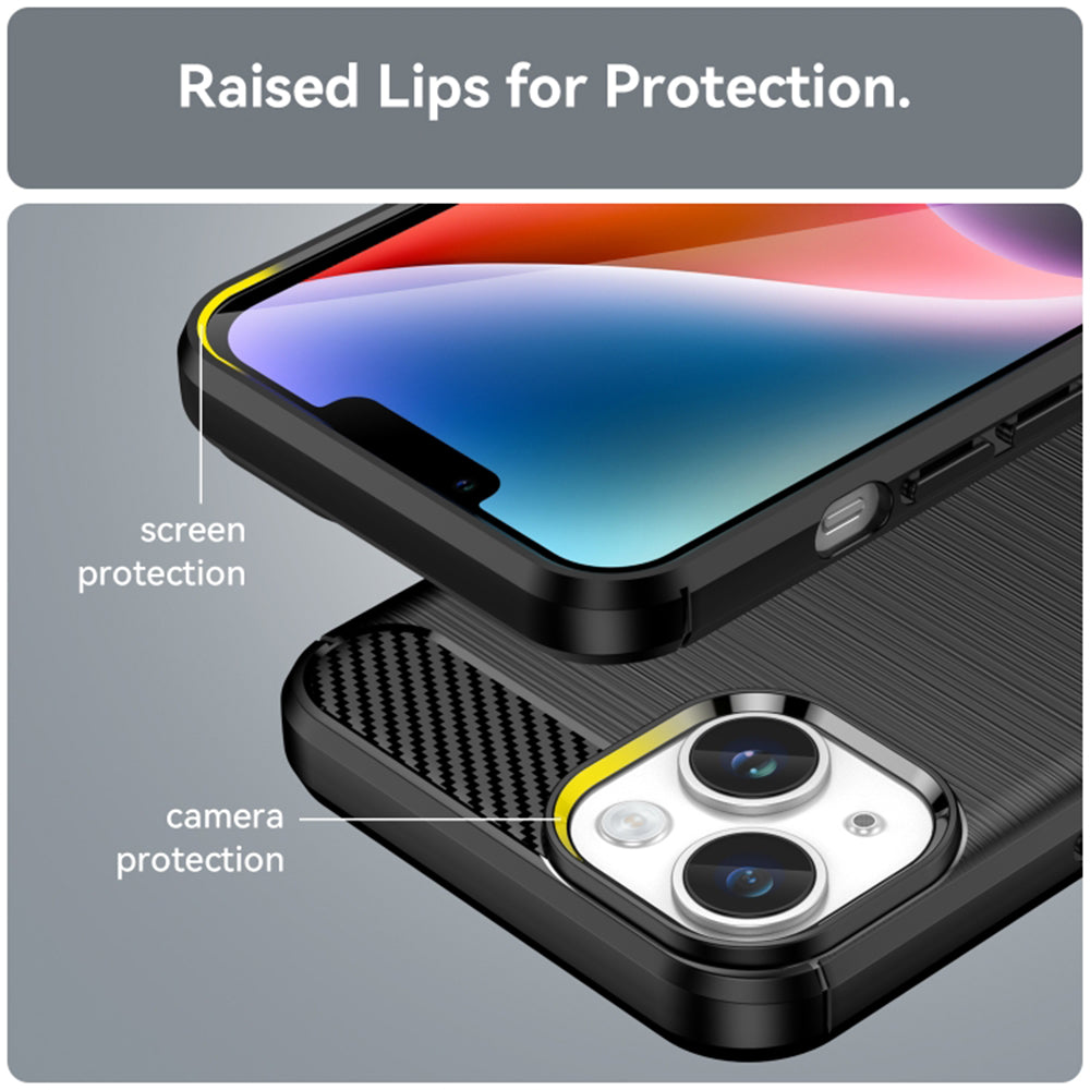 Custodia per Apple iPhone 15 Plus, Techsuit, Carbonio, Nera