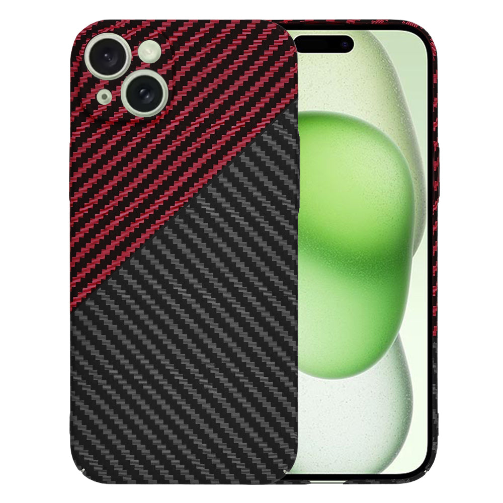 Custodia per Apple iPhone 15 Plus, Techsuit, Carbonite FiberShell, Nero Rosso