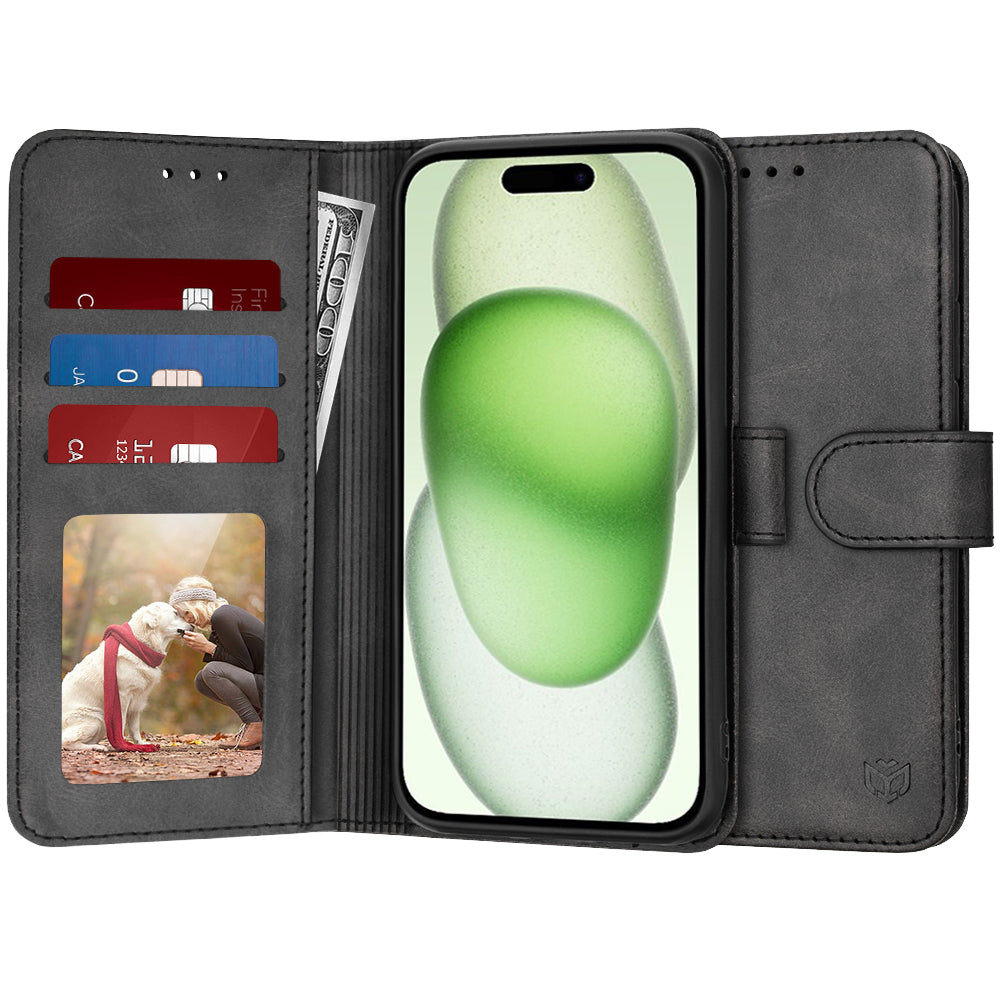 Custodia per Apple iPhone 15 Plus, Techsuit, Diary Book, Nera