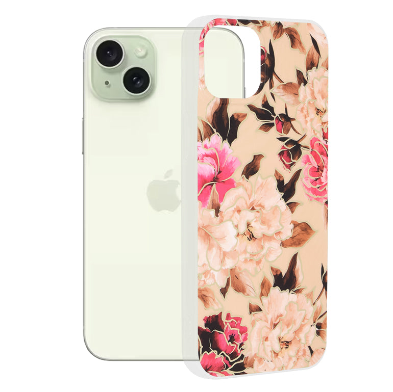 Custodia per Apple iPhone 15 Plus, Techsuit, Marble, Beige