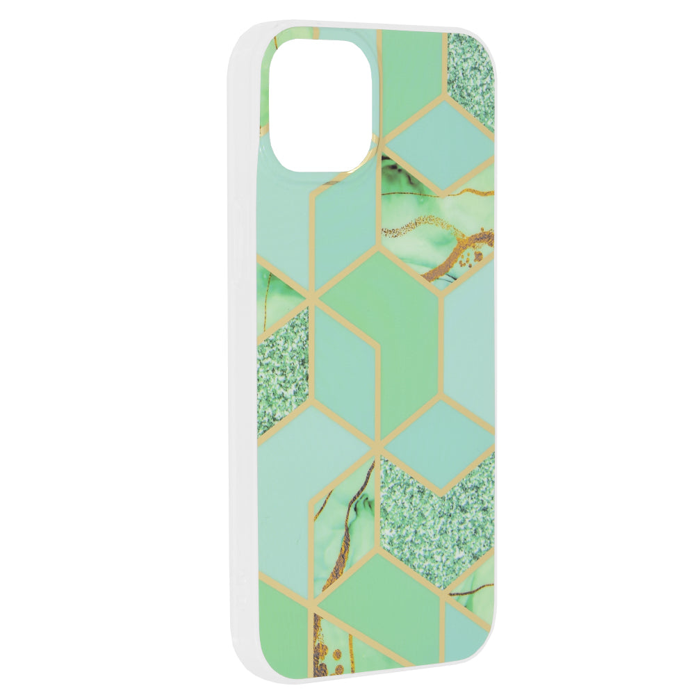 Custodia per Apple iPhone 15 Plus, Techsuit, Marble, Verde