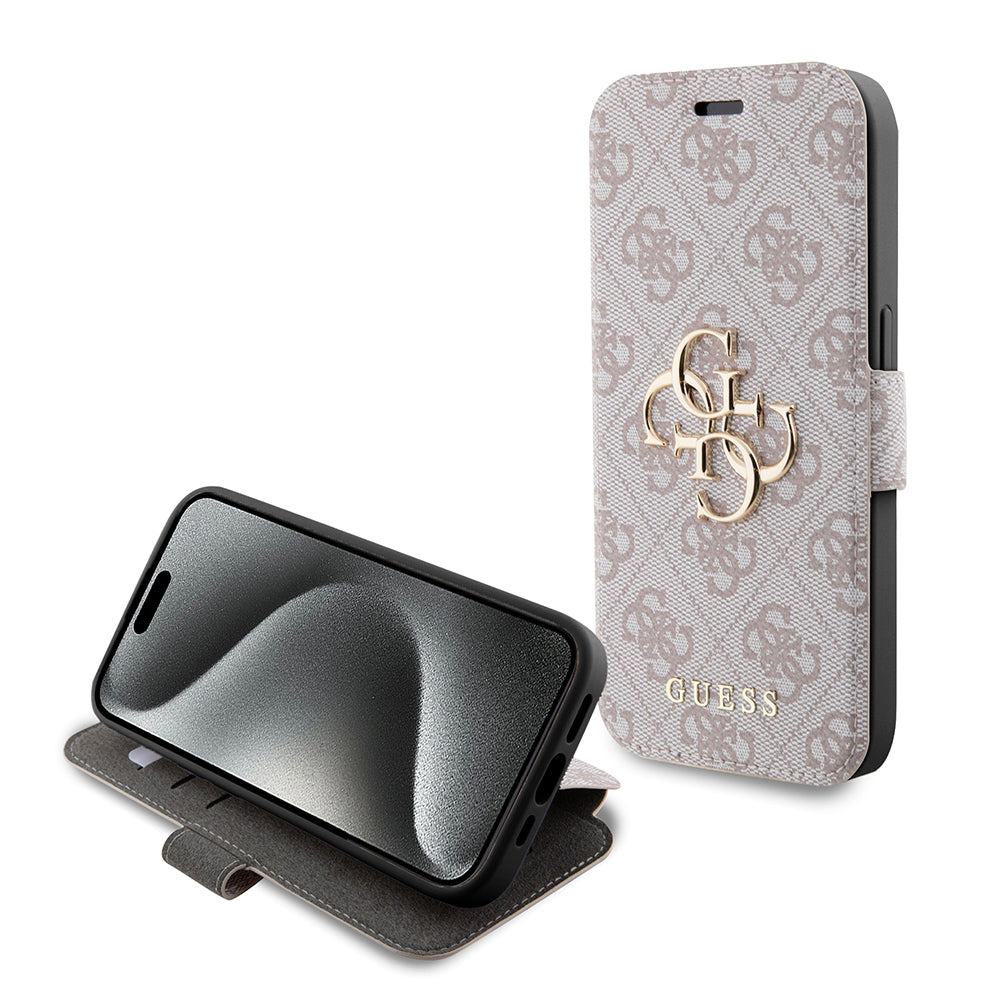 Custodia per Apple iPhone 15 Pro, Guess, 4G Book, Rosa
