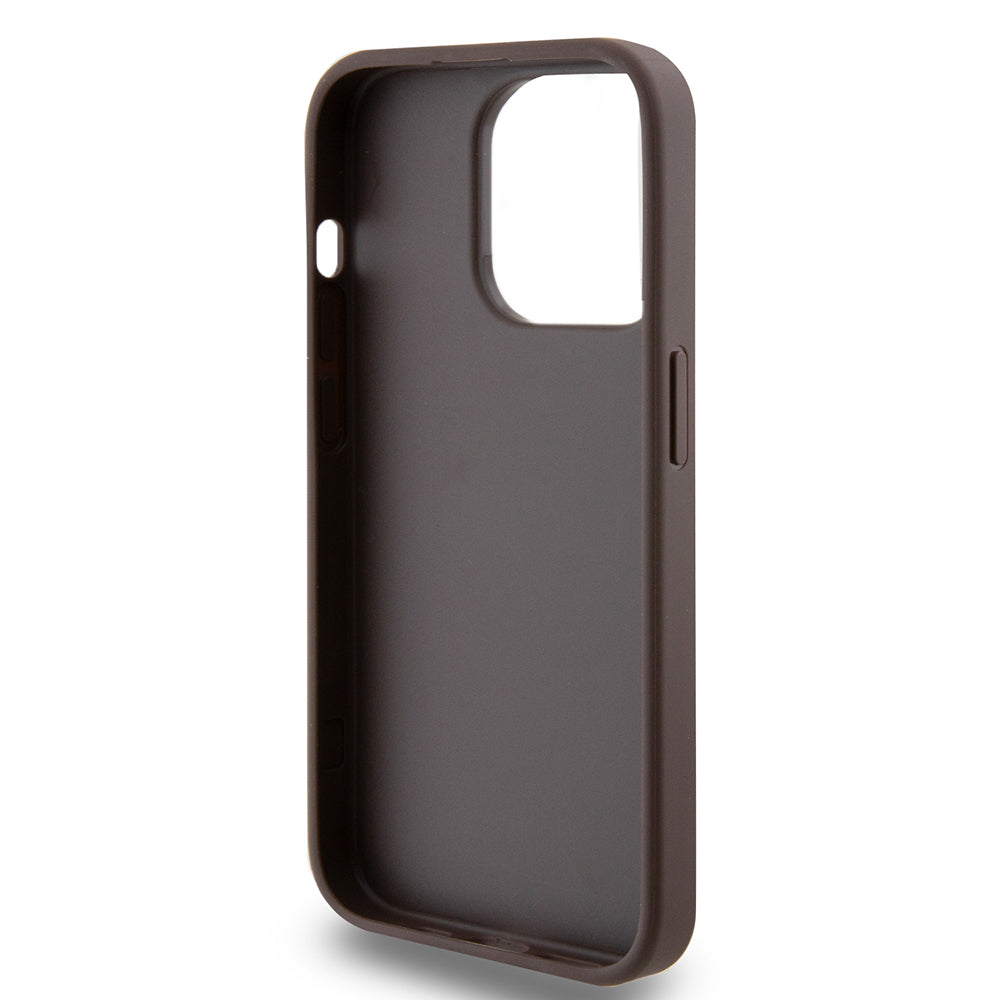 Custodia per Apple iPhone 15 Pro, Guess, 4G Metal Gold Logo, Marrone