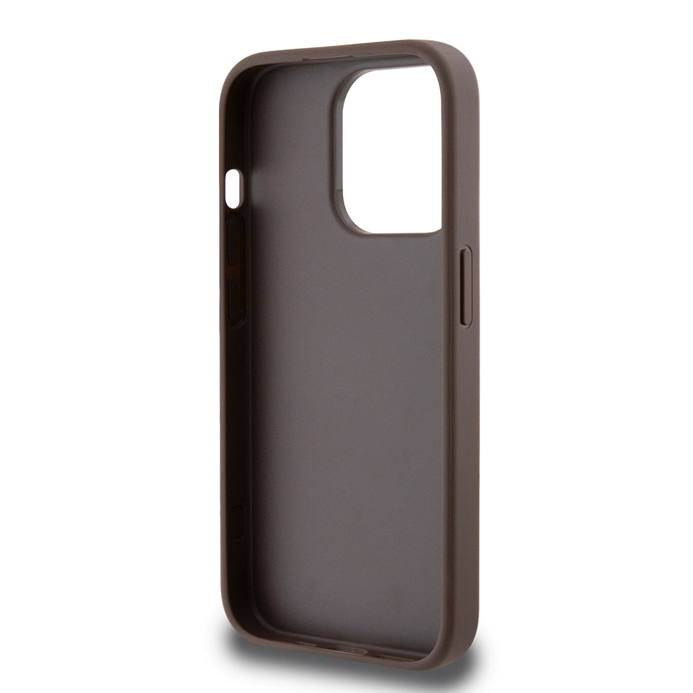 Custodia per Apple iPhone 15 Pro, Guess, 4G Stripe, Marrone