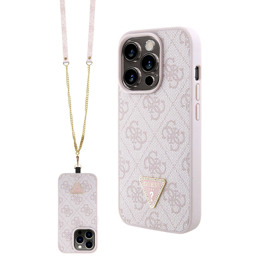 Custodia per Apple iPhone 15 Pro, Guess, Crossbody 4G Metal Logo, Rosa