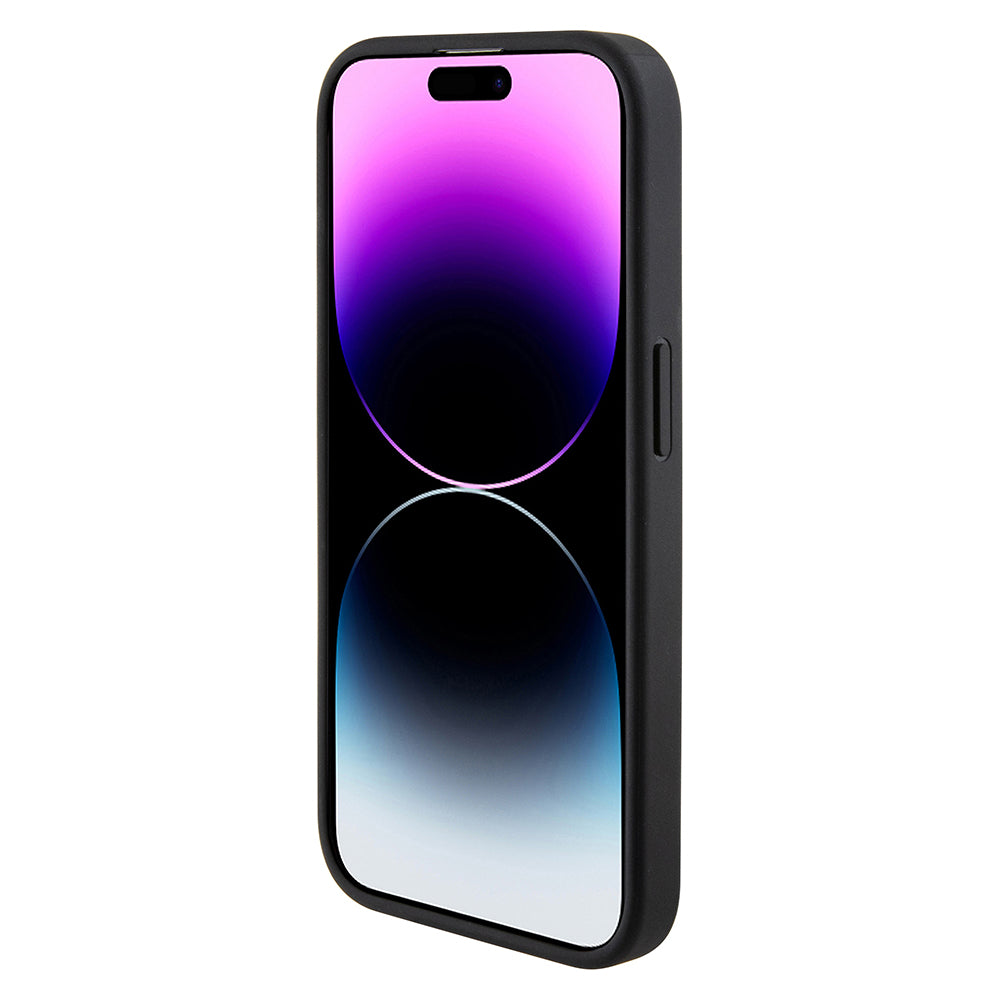 Custodia per Apple iPhone 15 Pro, Guess, Grip Stand 4G Triangle Strass, Nera