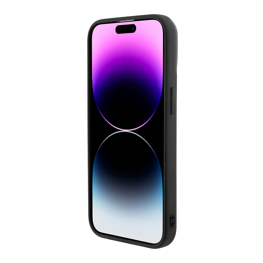 Custodia per Apple iPhone 15 Pro, Guess, PU Square Mirror Script Logo, Nera GUHCP15LPMSDGSK