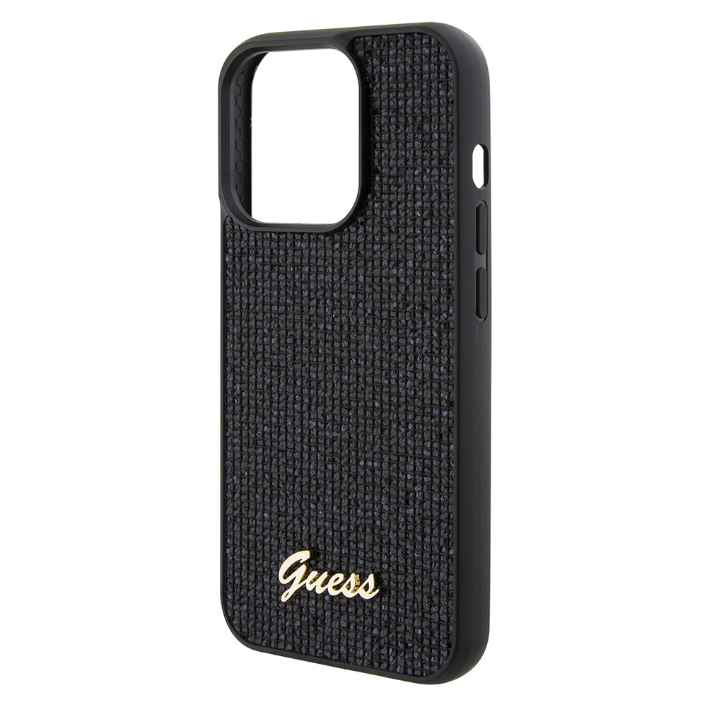 Custodia per Apple iPhone 15 Pro, Guess, PU Square Mirror Script Logo, Nera GUHCP15LPMSDGSK