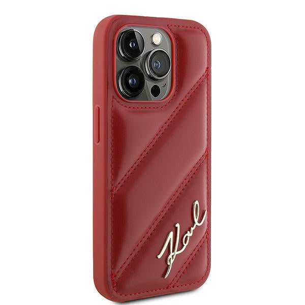 Custodia per Apple iPhone 15 Pro, Karl Lagerfeld, Diagonal Quilted Script, Rosie