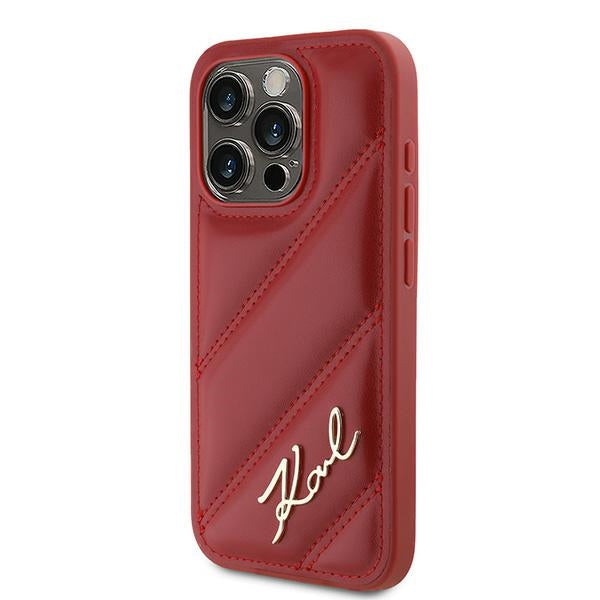Custodia per Apple iPhone 15 Pro, Karl Lagerfeld, Diagonal Quilted Script, Rosie