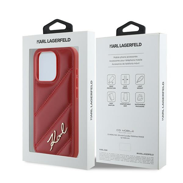 Custodia per Apple iPhone 15 Pro, Karl Lagerfeld, Diagonal Quilted Script, Rosie