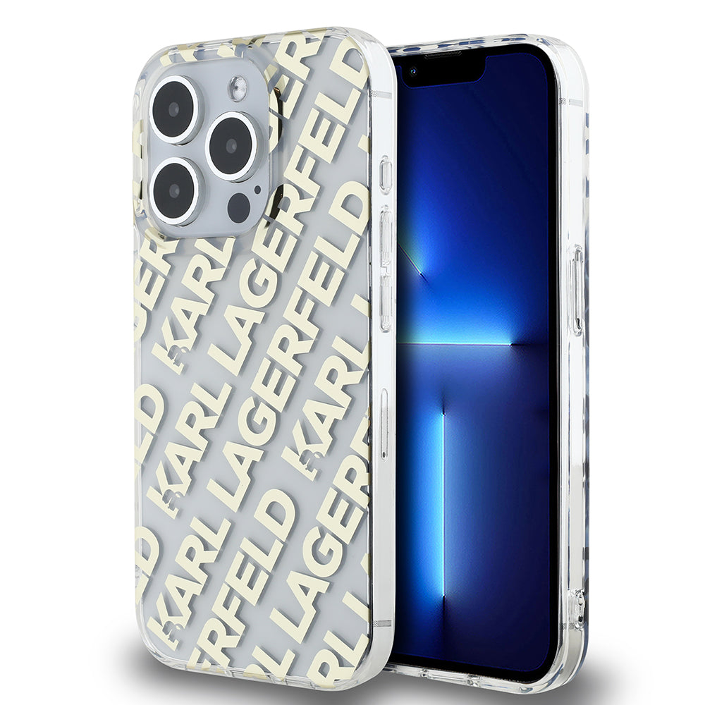 Custodia per Apple iPhone 15 Pro, Karl Lagerfeld, IML Electroplated Repeated Logo, Dorata